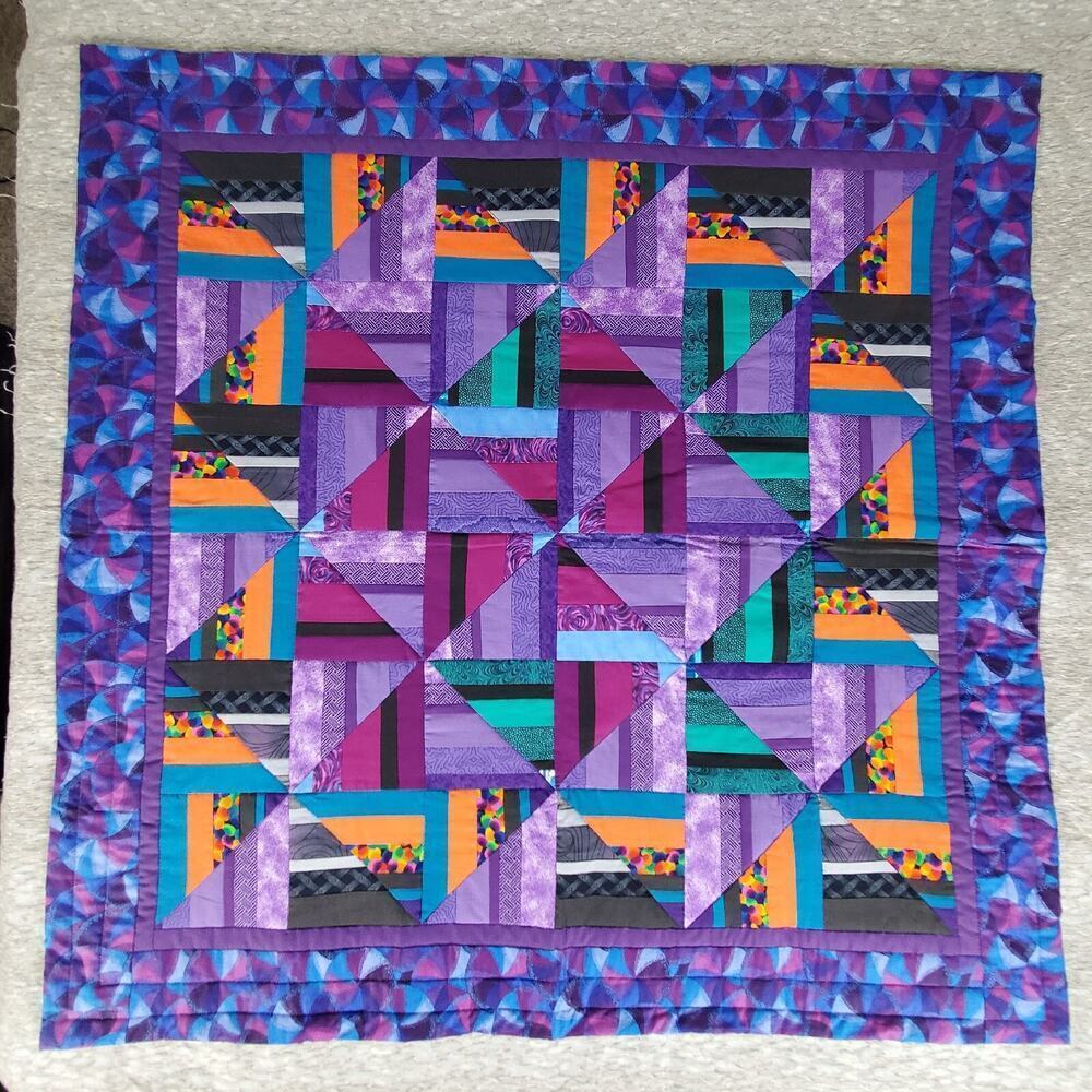 Beautiful 43" x 43" Quilted Art Wall Hanging signed by Artist - Puzzled